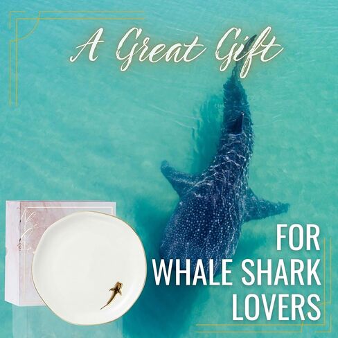 InnoBeta Whale Shark Gifts for Women, Gifts for Shark Gifts Lovers - 4.75" Handcrafted Ceramic Ring Dish with Gold Trim, Decorative Trinket Dish for Rings Earrings Necklaces in Kuwait