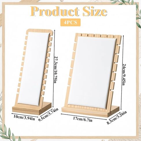 4 Pcs Bamboo Necklace Display Stand Bamboo Panel Jewelry Necklace Tabletop Display Boards Stand Necklaces Holder for Selling for Necklaces, Pendants and Chains (White) in Saudi Arabia
