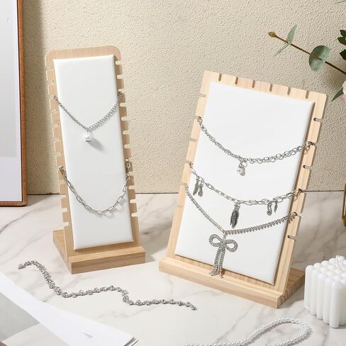 4 Pcs Bamboo Necklace Display Stand Bamboo Panel Jewelry Necklace Tabletop Display Boards Stand Necklaces Holder for Selling for Necklaces, Pendants and Chains (White) in Saudi Arabia
