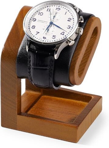 Solid Wood Watch Display Stand T-bar PU Leather Watch Stand Holder Organizer For Men And Women Oval Corner Base Jewelry Accessory Organizer for Store and Home (Black) in Saudi Arabia