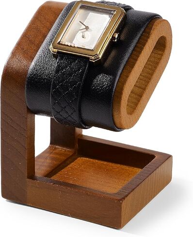 Solid Wood Watch Display Stand T-bar PU Leather Watch Stand Holder Organizer For Men And Women Oval Corner Base Jewelry Accessory Organizer for Store and Home (Black) in Saudi Arabia