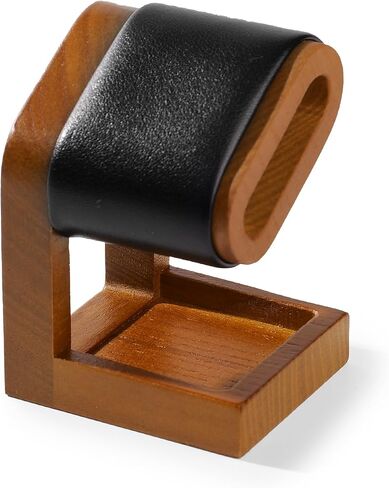 Solid Wood Watch Display Stand T-bar PU Leather Watch Stand Holder Organizer For Men And Women Oval Corner Base Jewelry Accessory Organizer for Store and Home (Black) in Saudi Arabia