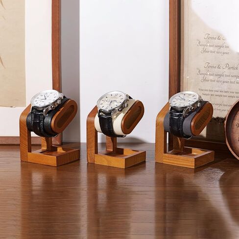 Solid Wood Watch Display Stand T-bar PU Leather Watch Stand Holder Organizer For Men And Women Oval Corner Base Jewelry Accessory Organizer for Store and Home (Black) in Saudi Arabia