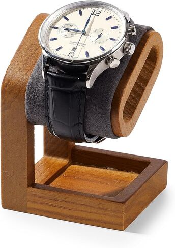 Solid Wood Watch Display Stand T-bar PU Leather Watch Stand Holder Organizer For Men And Women Oval Corner Base Jewelry Accessory Organizer for Store and Home (Black) in Saudi Arabia