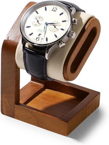 Solid Wood Watch Display Stand T-bar PU Leather Watch Stand Holder Organizer For Men And Women Oval Corner Base Jewelry Accessory Organizer for Store and Home (Black) in Saudi Arabia
