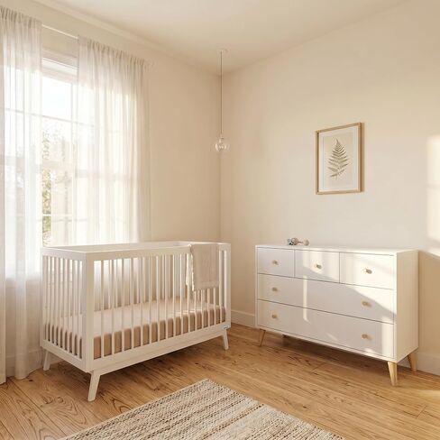 dadada Baby Nursery Furniture Set. Baby Crib and Dresser Set Combo. Soho 3 in 1 Convertible Crib and Austin 5 Drawer Nursery Dresser. White Beechwood in Kuwait