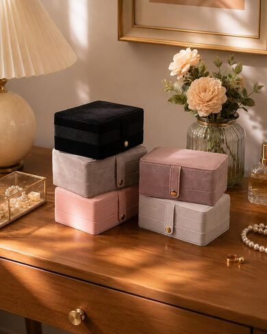 Jewelry Box for Women Girls Pink Jewelry Organizer 2-Layer PU Leather Jewelry Storage Case for Earrings Rings Necklace Jewelry Holder Case Gift (Pink) in Saudi Arabia