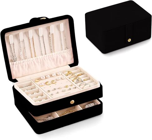 Jewelry Box for Women Girls Pink Jewelry Organizer 2-Layer PU Leather Jewelry Storage Case for Earrings Rings Necklace Jewelry Holder Case Gift (Pink) in Saudi Arabia