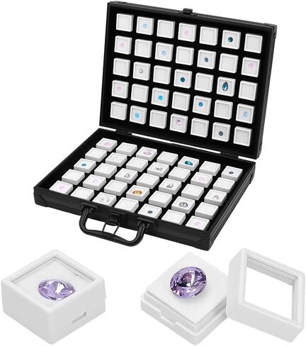 PH PandaHall 70pcs Gemstone Display Box 1.1" Loose Diamond Storage Boxes White Gem Displays Case Crystal Jars Jewelry Organizer Container for Rhinestone Beads Small Item Accessories Collectibles in Kuwait