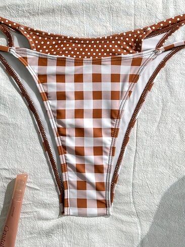 SHENHE Women's Gingham Polka Dots Bikini Set Y2k High Cut Thong Triangle Halter Swimsuits in Kuwait