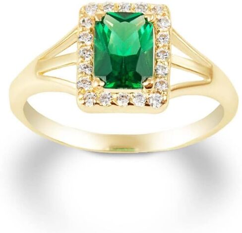 Elegant 10k Gold Emerald-Cut May Birthstone Cubic Zirconia Art Deco Ring in Kuwait