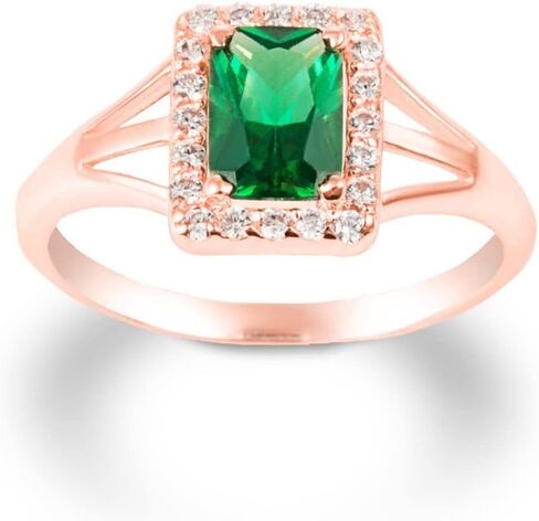 Elegant 10k Gold Emerald-Cut May Birthstone Cubic Zirconia Art Deco Ring in Saudi Arabia