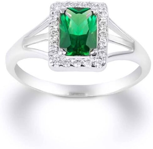 Elegant 10k Gold Emerald-Cut May Birthstone Cubic Zirconia Art Deco Ring in Kuwait