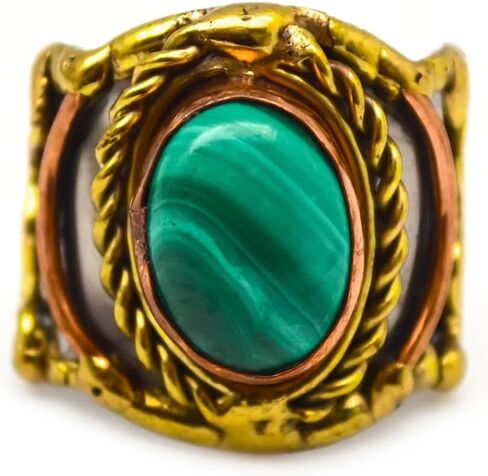 Mixed Metal and Malachite Stone Ring for Women in Saudi Arabia