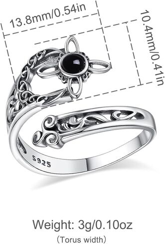 CELESTIA Nudo de Bruja Plata 925 Original Moonstone Witches Knot Ring Sterling Silver Nudo de Brujas Amuletos Protection Knot Ring for Women Pagan Wiccan Jewelry, Adjustable Witch Ring Celtic Gift in Saudi Arabia