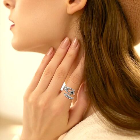 CELESTIA Nudo de Bruja Plata 925 Original Moonstone Witches Knot Ring Sterling Silver Nudo de Brujas Amuletos Protection Knot Ring for Women Pagan Wiccan Jewelry, Adjustable Witch Ring Celtic Gift in Saudi Arabia