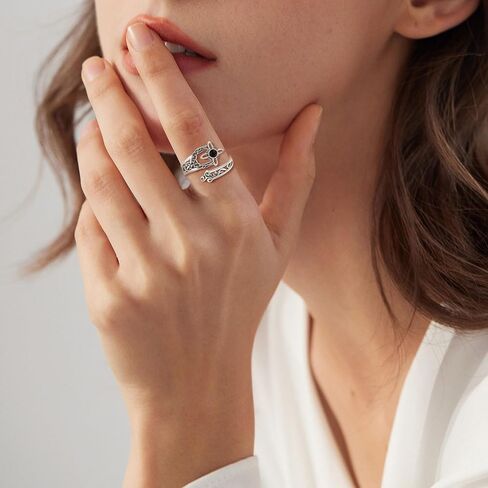 CELESTIA Nudo de Bruja Plata 925 Original Moonstone Witches Knot Ring Sterling Silver Nudo de Brujas Amuletos Protection Knot Ring for Women Pagan Wiccan Jewelry, Adjustable Witch Ring Celtic Gift in Saudi Arabia