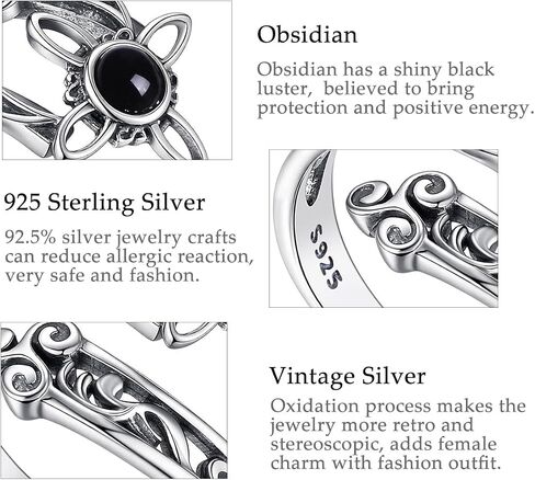 CELESTIA Nudo de Bruja Plata 925 Original Moonstone Witches Knot Ring Sterling Silver Nudo de Brujas Amuletos Protection Knot Ring for Women Pagan Wiccan Jewelry, Adjustable Witch Ring Celtic Gift in Saudi Arabia