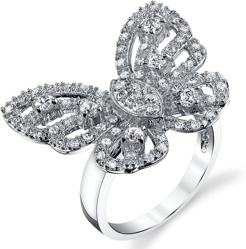 Metal Masters Sterling Silver 925 Butterfly Ring With Cubic Zirconia CZ in Saudi Arabia