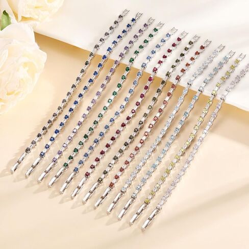 Birthstone Tennis Bracelets Sterling Silver Bracelets Charm Jewelry Birthday Gifts for Women,Girlfriend,Wife,Mom - Graduation, Friendship,Birthday, Anniversary in Saudi Arabia