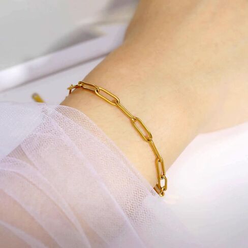 Blazing Autumn Gold Plated Stainless Steel Paperclip Link Bracelet in Saudi Arabia