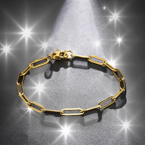 Blazing Autumn Gold Plated Stainless Steel Paperclip Link Bracelet in Saudi Arabia