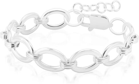 Gold Silver Chunky Link Bracelet for Men Women 18K Gold Plated & Sterling Silver Plated Cuban Link Chain Bracelet Adjustable Hypoallergenic Thick Chain Bracelet Jewelry Gift in Saudi Arabia