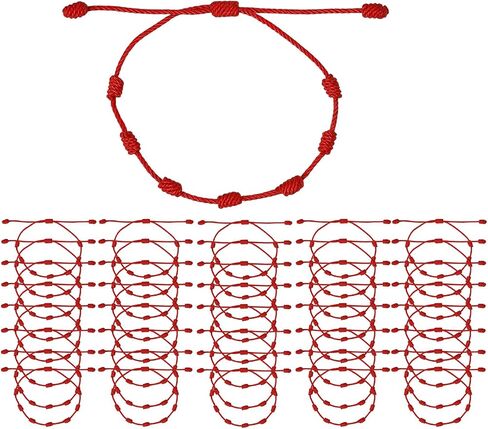 40-Piece Pulsera Roja De Protection Mujer, Red Bracelet for Women with 7 Knots of Protection, Spiritual Red String Bracelet, Adjustable Set for Daily Wear and Gifting in Saudi Arabia