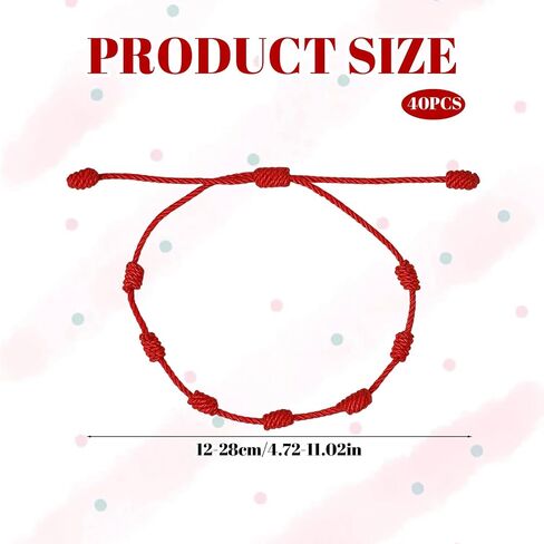 40-Piece Pulsera Roja De Protection Mujer, Red Bracelet for Women with 7 Knots of Protection, Spiritual Red String Bracelet, Adjustable Set for Daily Wear and Gifting in Saudi Arabia