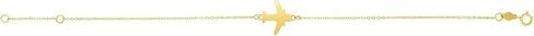 Floreo Italian 14k Yellow Gold 11.8mm Polished Airplane Charm Bracelet, Adjustable 6.25" - 7 Inch in Saudi Arabia