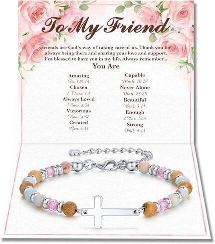 IEFLIFE Gifts for Women Girls - 14K White Plated Cross Bracelet for Women Her, Graduation Birthday Christian Gifts for Daughter Granddaughter, Christian Cross Bracelet Gift for Mom Friend in Saudi Arabia
