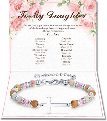 IEFLIFE Gifts for Women Girls - 14K White Plated Cross Bracelet for Women Her, Graduation Birthday Christian Gifts for Daughter Granddaughter, Christian Cross Bracelet Gift for Mom Friend in Saudi Arabia