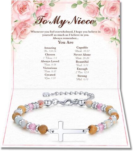 IEFLIFE Gifts for Women Girls - 14K White Plated Cross Bracelet for Women Her, Graduation Birthday Christian Gifts for Daughter Granddaughter, Christian Cross Bracelet Gift for Mom Friend in Saudi Arabia