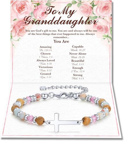 IEFLIFE Gifts for Women Girls - 14K White Plated Cross Bracelet for Women Her, Graduation Birthday Christian Gifts for Daughter Granddaughter, Christian Cross Bracelet Gift for Mom Friend in Saudi Arabia