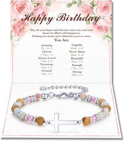 IEFLIFE Gifts for Women Girls - 14K White Plated Cross Bracelet for Women Her, Graduation Birthday Christian Gifts for Daughter Granddaughter, Christian Cross Bracelet Gift for Mom Friend in Saudi Arabia