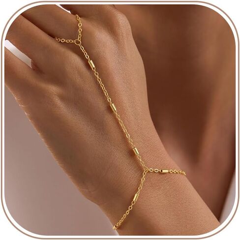 VIROMY Gold Hand Chain Bracelets for Women - Ring Bracelet Hand Chain Finger Bracelets Stack Body Jewelry Gifts for Women in Kuwait