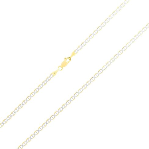 Nuragold 10k الذهب الأصفر الحقيقي الصلبة مارينر 3mm مرساة سلسلة تمهيد الماس قطع سوار (7 "-9") اثنين من لهجة المجوهرات الإيطالية للرجال والنساء in Kuwait