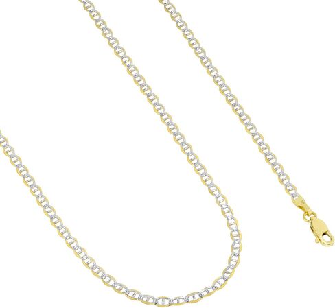 Nuragold 10k الذهب الأصفر الحقيقي الصلبة مارينر 3mm مرساة سلسلة تمهيد الماس قطع سوار (7 "-9") اثنين من لهجة المجوهرات الإيطالية للرجال والنساء in Kuwait