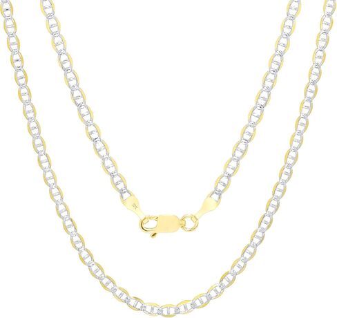 Nuragold 10k الذهب الأصفر الحقيقي الصلبة مارينر 3mm مرساة سلسلة تمهيد الماس قطع سوار (7 "-9") اثنين من لهجة المجوهرات الإيطالية للرجال والنساء in Kuwait
