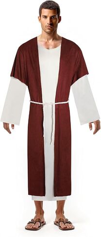 Mens Shepherd Costume Adult Jesus Robe Nativity Church Cosplay Outfit Biblical Times Tunic Dress Up Suit in Saudi Arabia