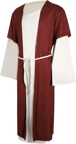 Mens Shepherd Costume Adult Jesus Robe Nativity Church Cosplay Outfit Biblical Times Tunic Dress Up Suit in Saudi Arabia