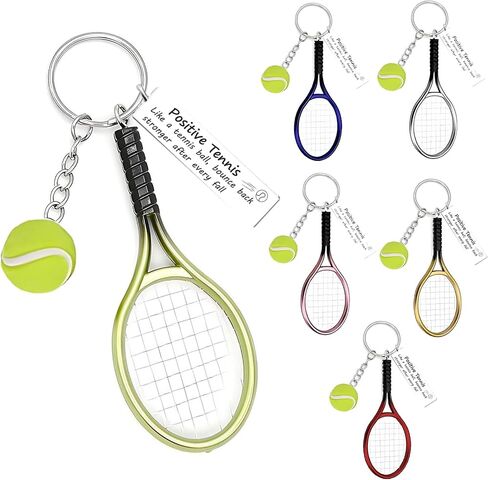 6 Pack Positive Tennis Keychain Mini Racket Ball, Inspirational Tag Accessories Tennis Lovers Themed Gifts for Men Women in Saudi Arabia