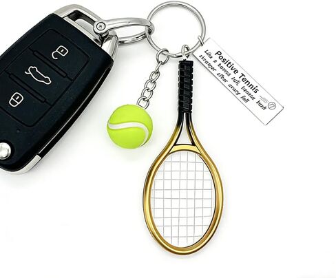6 Pack Positive Tennis Keychain Mini Racket Ball, Inspirational Tag Accessories Tennis Lovers Themed Gifts for Men Women in Saudi Arabia