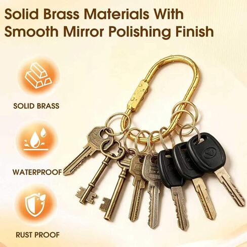 4Pcs Brass Key Ring Bulk,Gold Screw Lock Carabiner Clip,Key Chain Rings for Men Women,Small Carabiner Gold for Bag Charm,Pet Leash,Keys Holder in Saudi Arabia