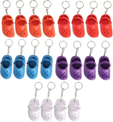 20Pcs Croc Keychain, Silicone Shoe Keychains Bulk, 1.4 x 3.0in Silicone Shoe Keychain with 5 Colors for Decorating Handbags, Suitcases, Doors, Bags, Backpacks and Others in Saudi Arabia