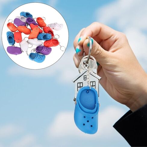 20Pcs Croc Keychain, Silicone Shoe Keychains Bulk, 1.4 x 3.0in Silicone Shoe Keychain with 5 Colors for Decorating Handbags, Suitcases, Doors, Bags, Backpacks and Others in Saudi Arabia