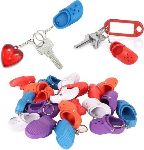 20Pcs Croc Keychain, Silicone Shoe Keychains Bulk, 1.4 x 3.0in Silicone Shoe Keychain with 5 Colors for Decorating Handbags, Suitcases, Doors, Bags, Backpacks and Others in Saudi Arabia