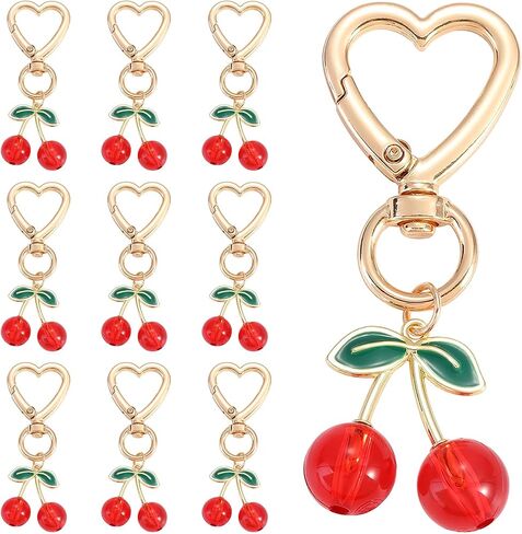 10Pcs Cherry Keychain Bulk Cute Keychain Purse Charms Accessories for Women Cherry Party Favors in Kuwait