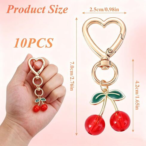 10Pcs Cherry Keychain Bulk Cute Keychain Purse Charms Accessories for Women Cherry Party Favors in Kuwait