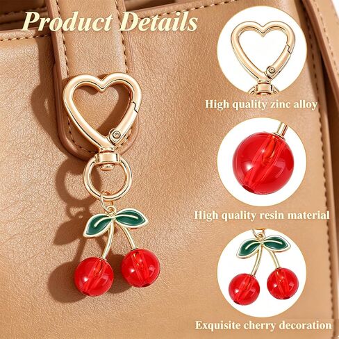 10Pcs Cherry Keychain Bulk Cute Keychain Purse Charms Accessories for Women Cherry Party Favors in Kuwait